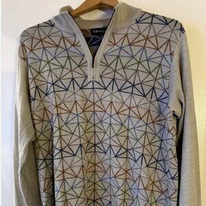 GORGEOUS BULLOCK & JONES MEN'S QUARTER (1/4) ZIP VIRGIN WOOL LONG SLEEVE SWEATER